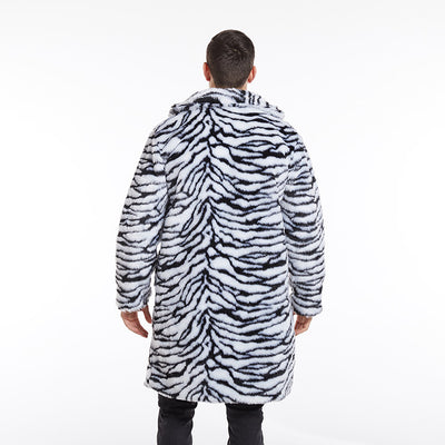 Men's Faux Fur Coat Tiger Pattern Long-cut - Evans creations LLC