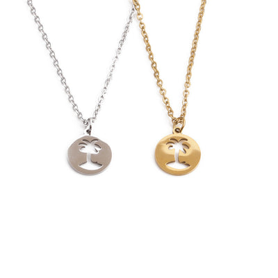 Titanium Steel Hollow Coconut Tree Pendant Neck Accessories Men - Evans creations LLC