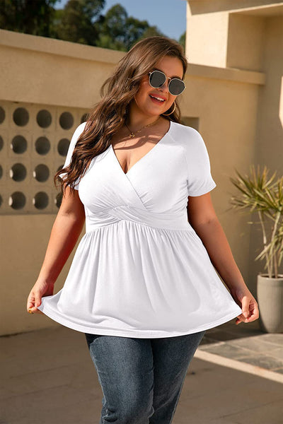 Women's Plus Size T-shirt V-neck Top - Evans creations LLC
