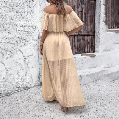 Womens Off The Shoulder Ruffle Party Dresses Side Split Beach Maxi Dress - Evans creations LLC