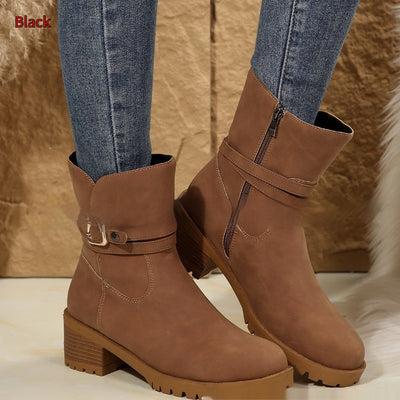 Belt Buckle Women's Ankle Boots Elastic Band - Evans creations LLC