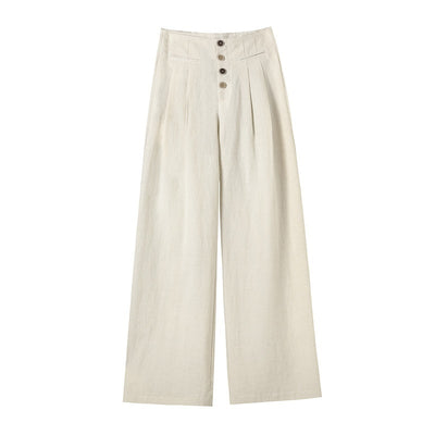 Women's Cotton And Linen Wide-leg Pants Loose Drooping Casual Straight Pants - Evans creations LLC