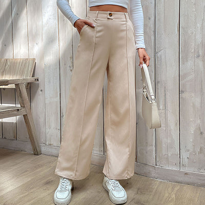 Women's Casual Slacks Splicing Straight-leg Pants - Evans creations LLC