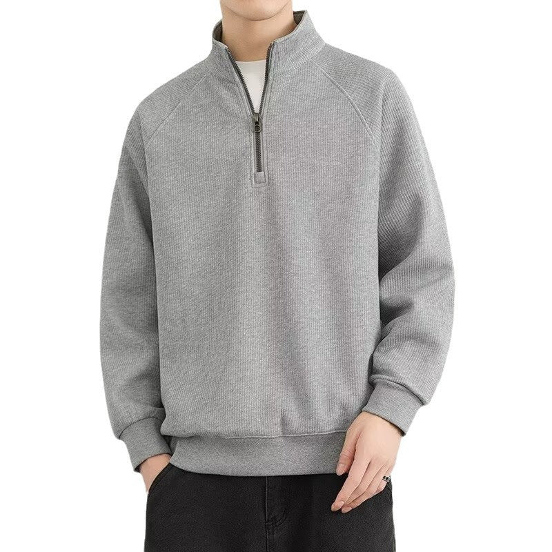 Half Zipped Stand Collar Men's Vintage Fleece-lined Thickened Casual Sweatshirt - Evans creations LLC
