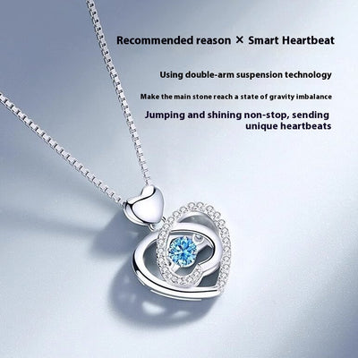 Beating Heart Necklace Light Extravagant Love Heart Ocean Heart Clavicle Chain Jewelry Suit - Evans creations LLC