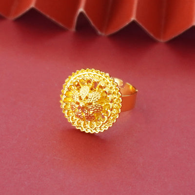 Landscape Middle East Flower Design Gold-plated Necklace Pendant Earring Ring Jewelry Suit - Evans creations LLC