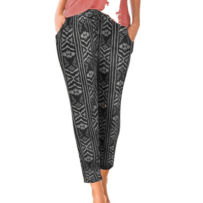 Women's Elastic Waist Printed Pocket Lace-up Leggings - Evans creations LLC