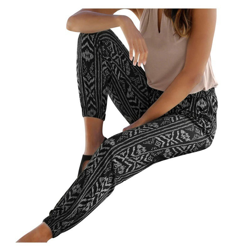 Women's Elastic Waist Printed Pocket Lace-up Leggings - Evans creations LLC