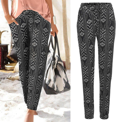 Women's Elastic Waist Printed Pocket Lace-up Leggings - Evans creations LLC