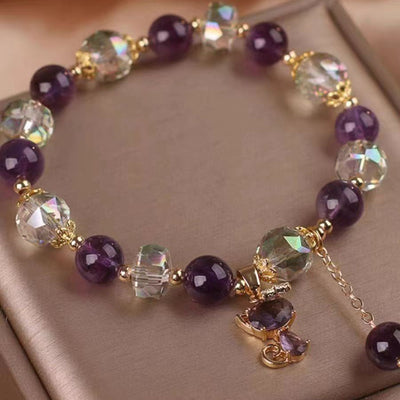 Natural Amethyst Fox Pendant Bracelet - Evans creations LLC