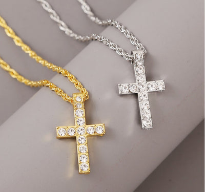 Cross Pendant Necklaces For Women Men Punk Hiphop Rope Chain On Neck Rapper Jewelry - Evans creations LLC