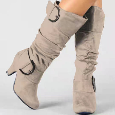 Fashion Brushed Velvet Spring And Autumn Women's Boots - Evans creations LLC