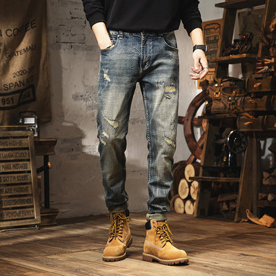 Retro Heavy Washed Jeans For Men - Evans creations LLC