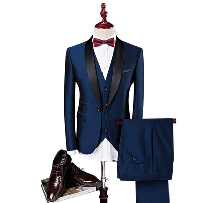 Men 3 Pieces Suit Set Men Wedding Suits Groom Tuxedos - Evans creations LLC