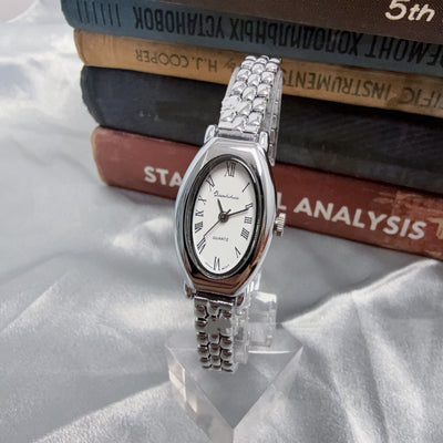 Oval Mesh Belt Retro Golden Simple Graceful Backflow Gold-plated Quartz Watch - Evans creations LLC