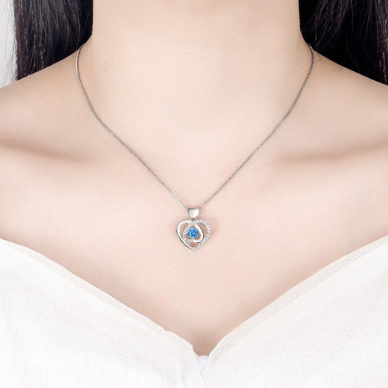 Beating Heart Necklace Light Extravagant Love Heart Ocean Heart Clavicle Chain Jewelry Suit - Evans creations LLC