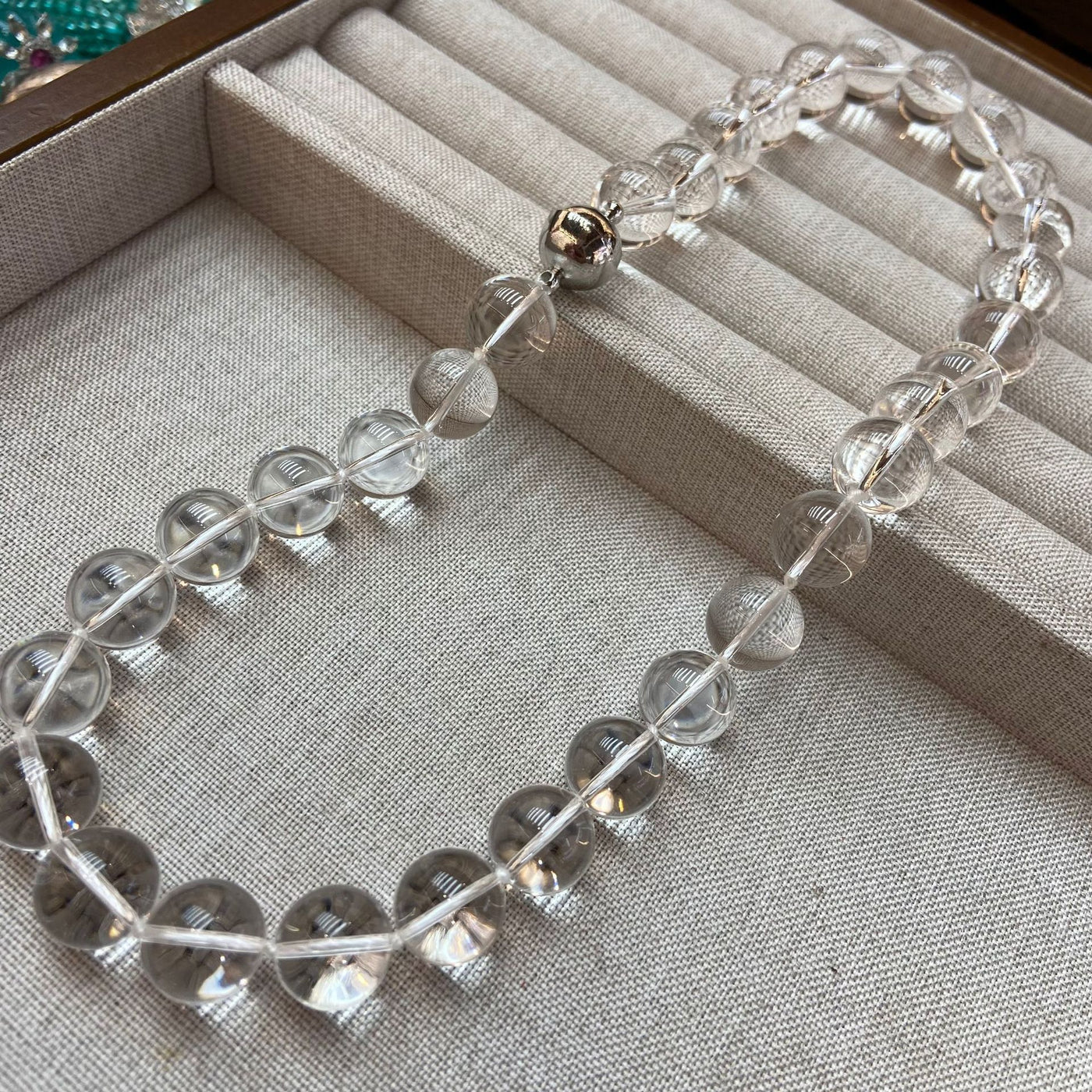 Transparent Beads White Crystal 12MM Necklace Bracelet - Evans creations LLC