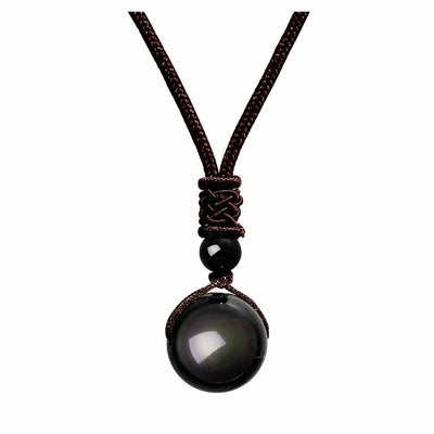 Fashion 16mm Natural Obsidian Pendant Amethyst Necklace For Men And Women - Evans creations LLC