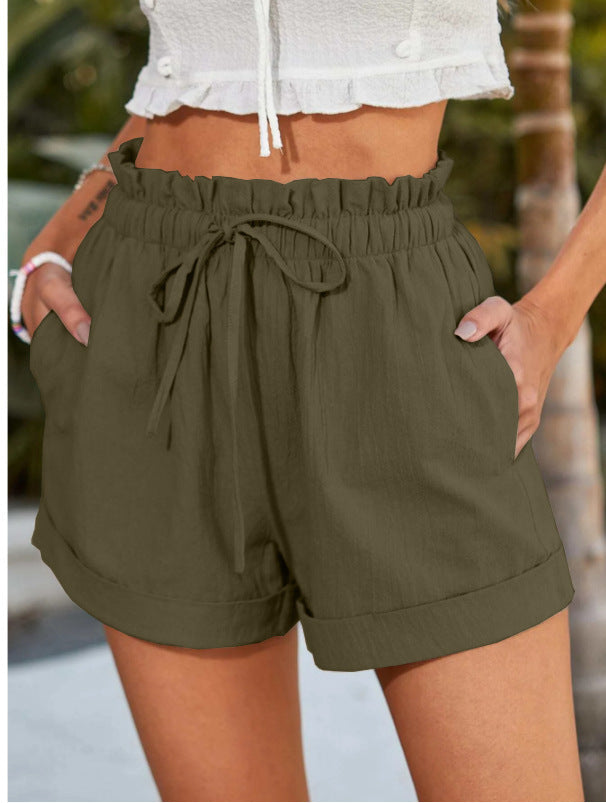 European American Summer New Solid Color Loose Casual Fashion Shorts For Women - Evans creations LLC