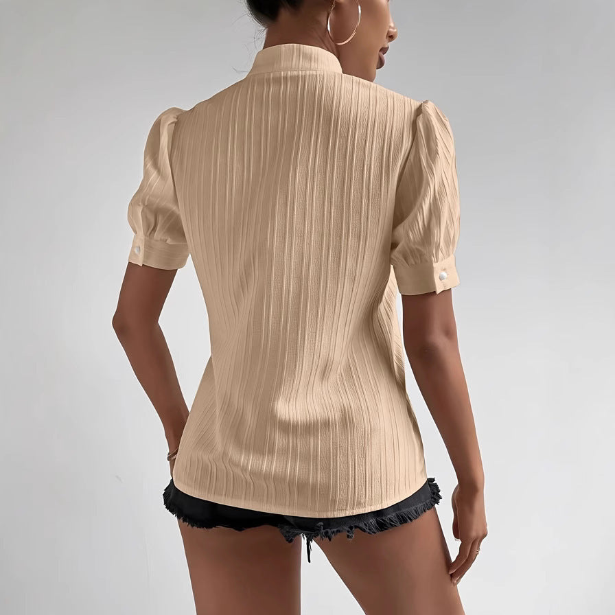 European And American Lace Patchwork Stand-up Collar Women's Top - Evans creations LLC