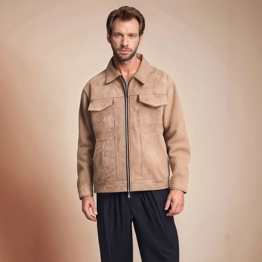 Fashion Men's Fur Zipper Big Pocket Jacket Coat - Evans creations LLC
