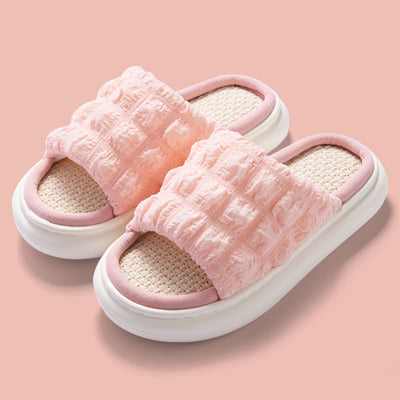 EVA Thick-soled Linen Slippers Women's Mute Soft-soled Slippers - Evans creations LLC