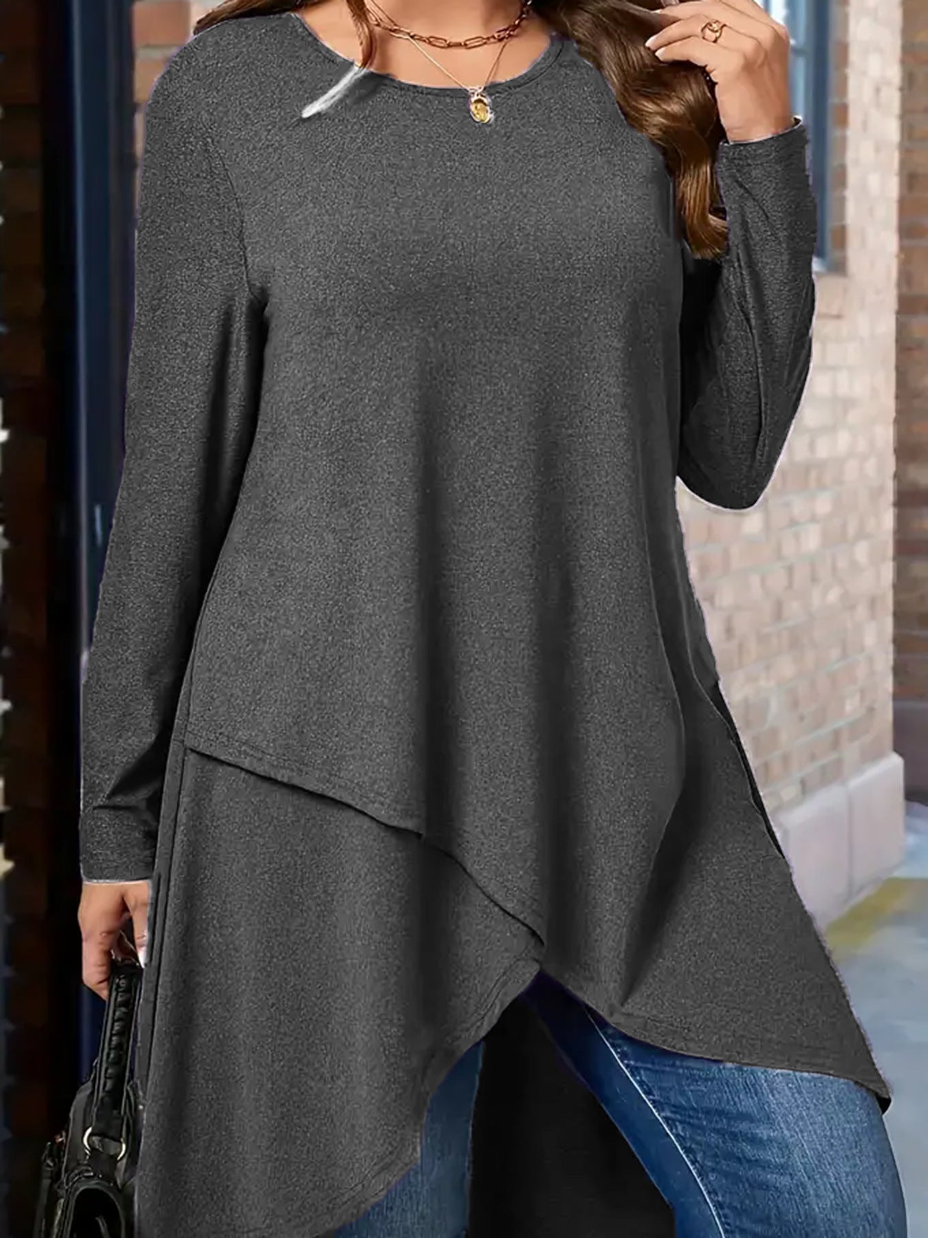 Plus Size Women's Autumn And Winter New Casual Loose Long Sleeves Outerwear Top - Evans creations LLC