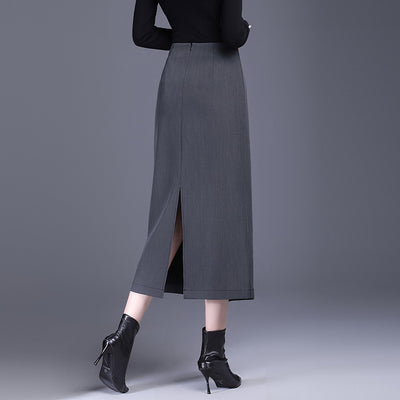 Draping Irregular Straight Women's Split Sheath Skirt - Evans creations LLC