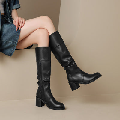Thick Mid-heel High-top Below The Knee Women's Knight Warm Boots - Evans creations LLC