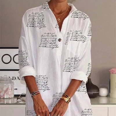 Letter Printed Slim Shirt Dress Women - Evans creations LLC