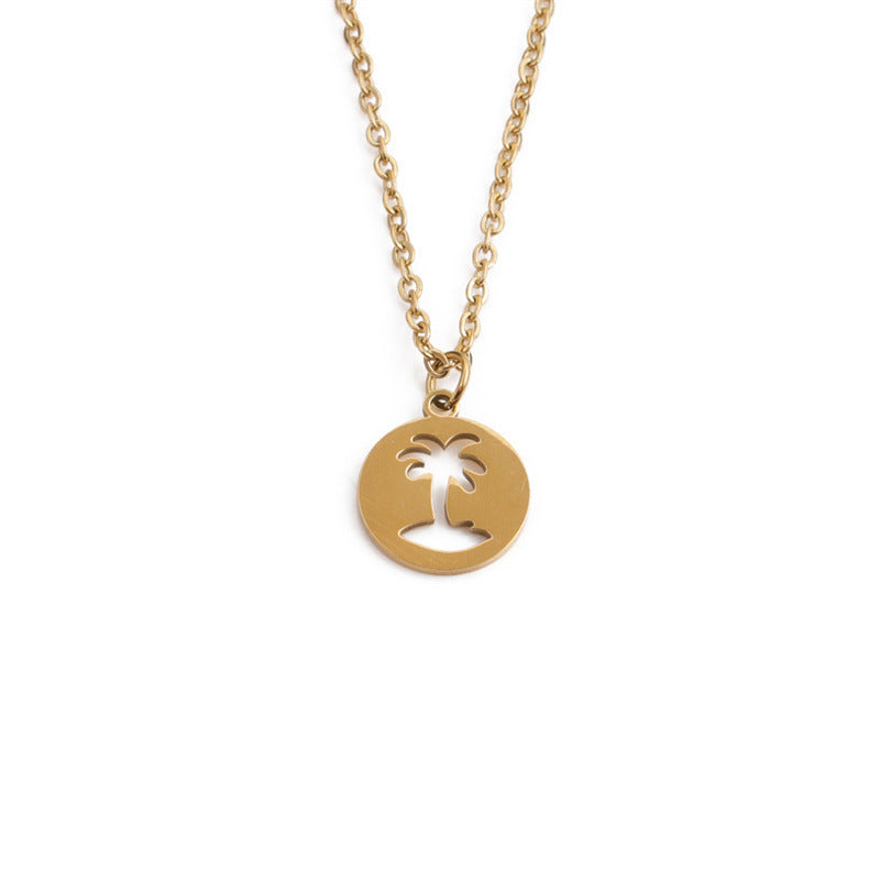 Titanium Steel Hollow Coconut Tree Pendant Neck Accessories Men - Evans creations LLC
