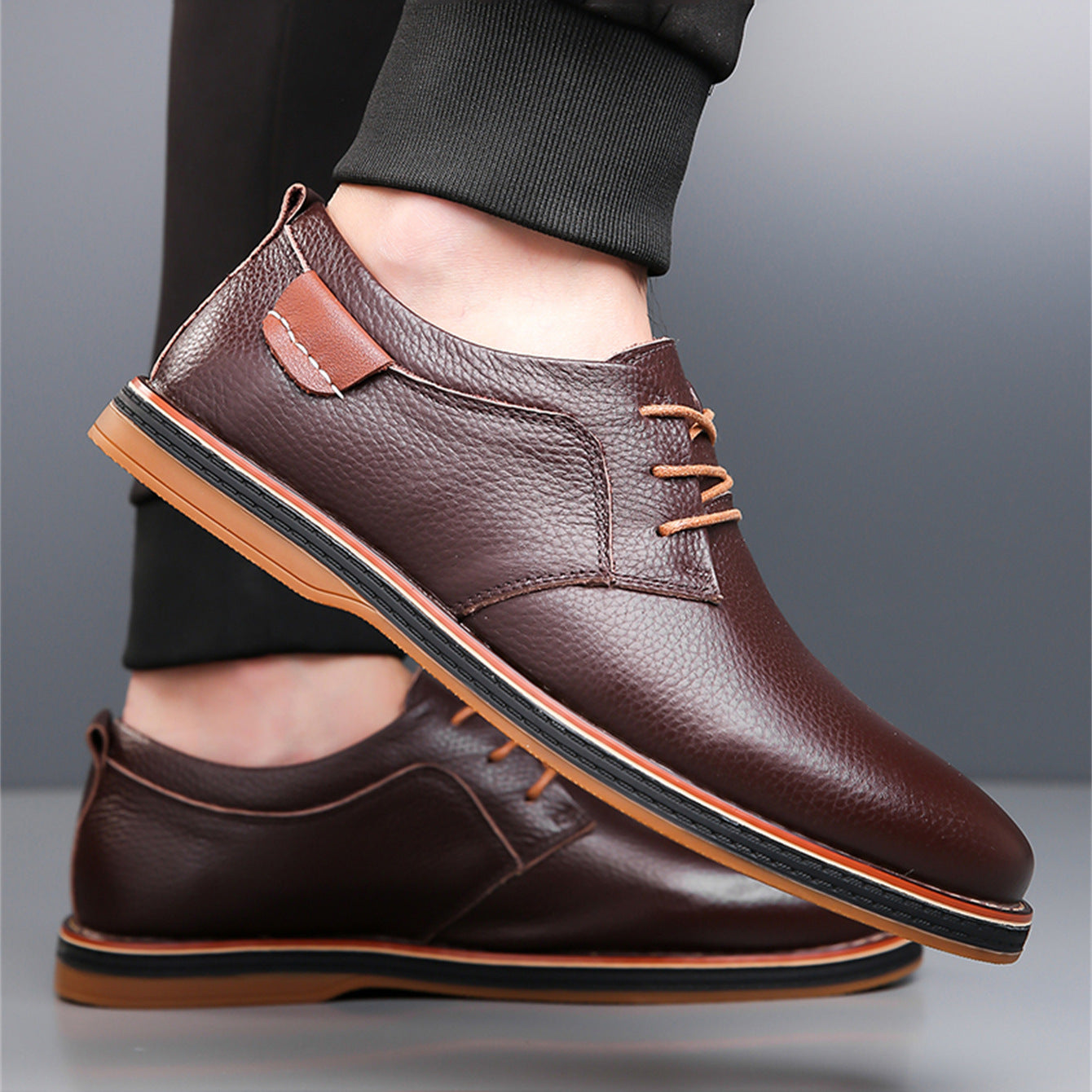 Men's Leather Shoes Plus Size Fashion Handmade Stitching - Evans creations LLC