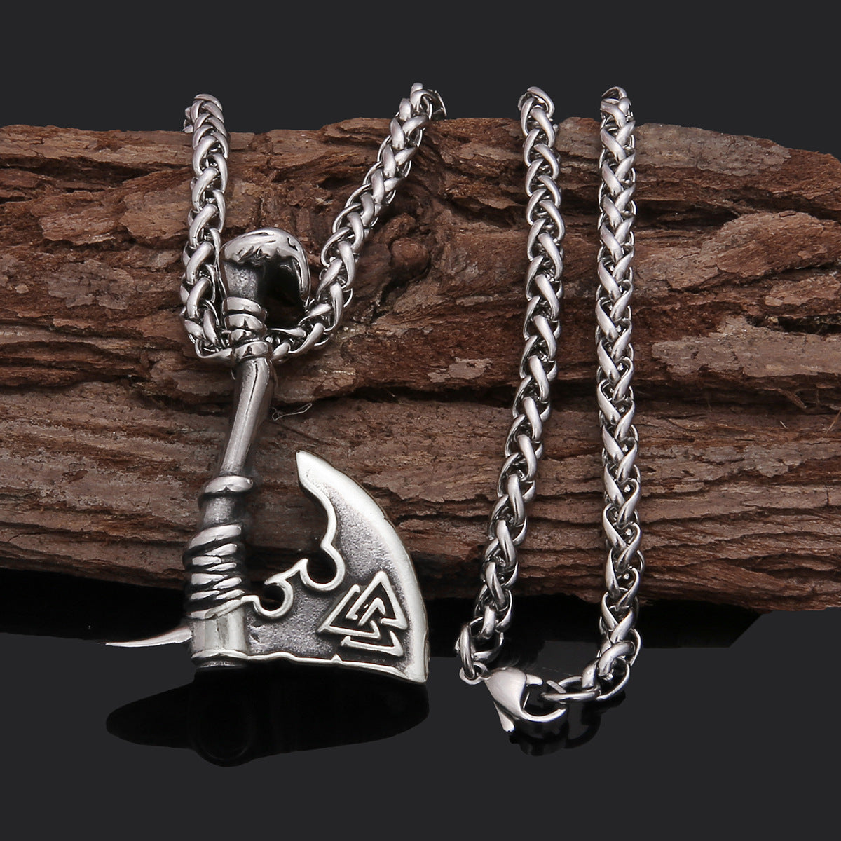 Jewelry Necklace Stainless Steel Axe Pendant Titanium Steel Orchid Chain Men - Evans creations LLC