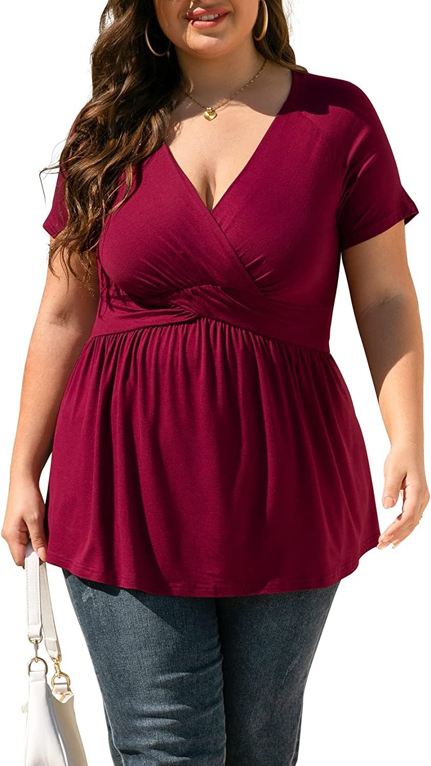 Women's Plus Size T-shirt V-neck Top - Evans creations LLC