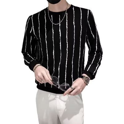Niche Round Neck Slim-fit Striped Sweater For Men - Evans creations LLC