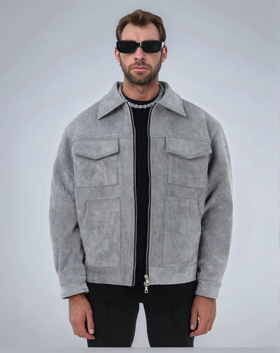Fashion Men's Fur Zipper Big Pocket Jacket Coat - Evans creations LLC