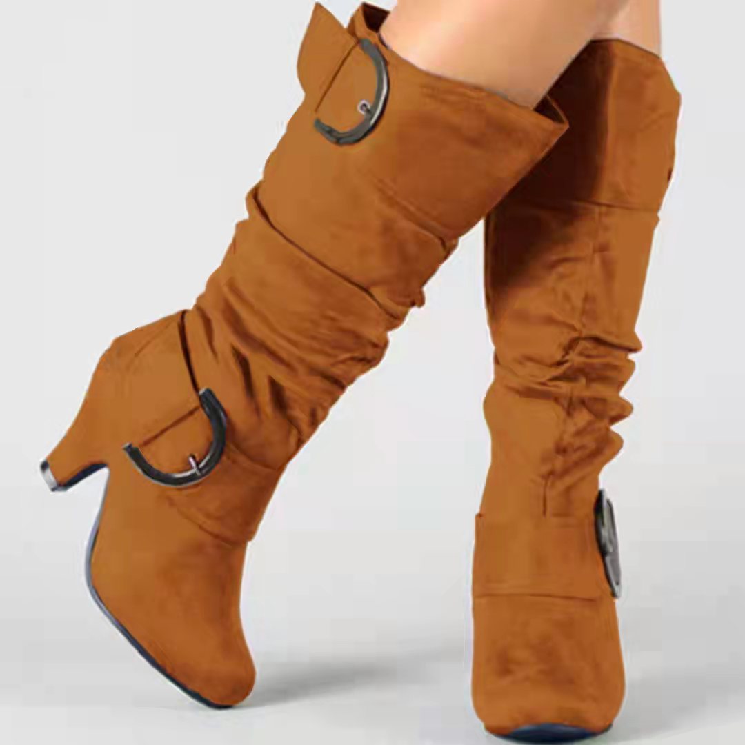 Fashion Brushed Velvet Spring And Autumn Women's Boots - Evans creations LLC