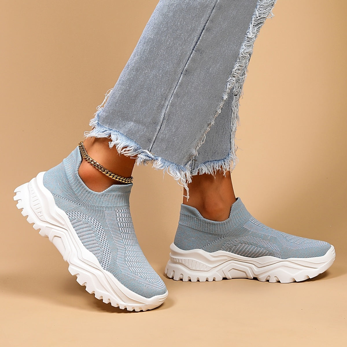 Sports Women's Breathable Flying Woven Socks Slip-on Lazy Shoes - Evans creations LLC
