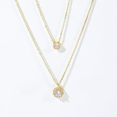 Sparkling Three-dimensional Zircon Pendant Necklace, Women's Exquisite Double-layer Collarbone Chain Jewelry Gift, Suitable For Engagement, Party, Holiday Gifts - Evans creations LLC