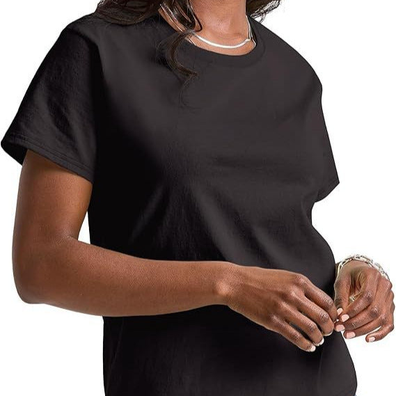 Loose Solid Color Short Sleeve Women's Summer Casual Crew Neck Top - Evans creations LLC