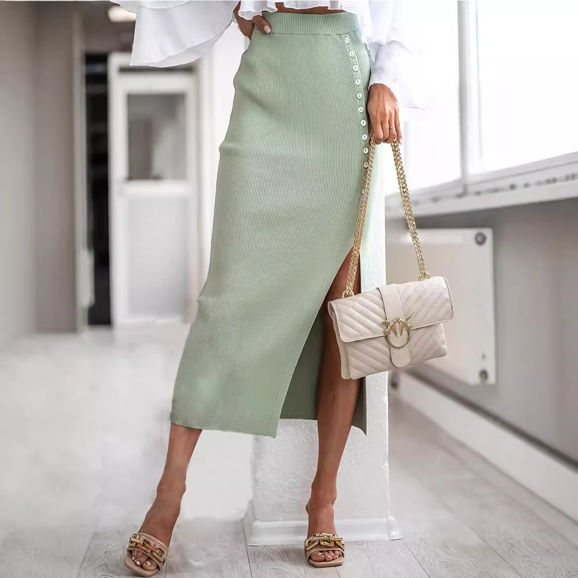 Women's Sunken Stripe Rib Skirt - Evans creations LLC