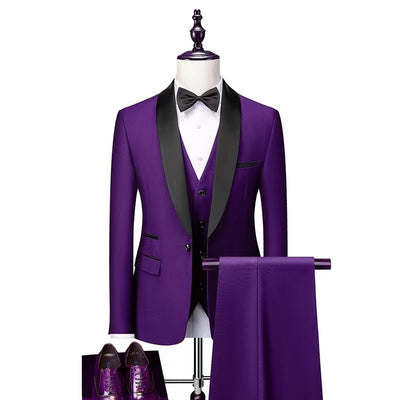 Men 3 Pieces Suit Set Men Wedding Suits Groom Tuxedos - Evans creations LLC