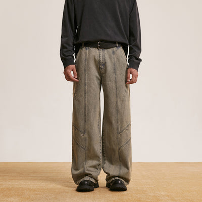 Trendy Retro Washed Jeans Men And Women Trendy Baggy Straight Trousers - Evans creations LLC