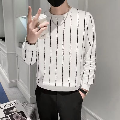 Niche Round Neck Slim-fit Striped Sweater For Men - Evans creations LLC