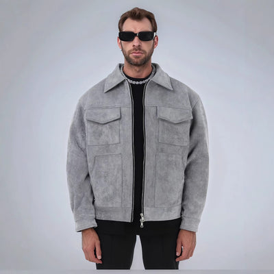 Fashion Men's Fur Zipper Big Pocket Jacket Coat - Evans creations LLC