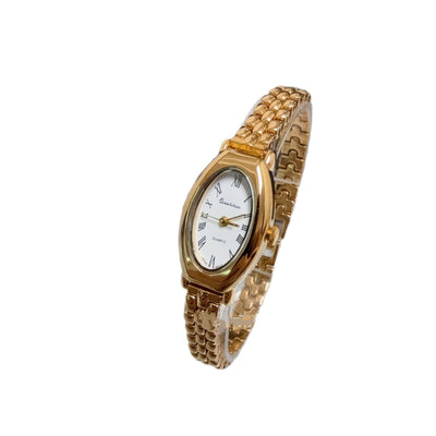 Oval Mesh Belt Retro Golden Simple Graceful Backflow Gold-plated Quartz Watch - Evans creations LLC