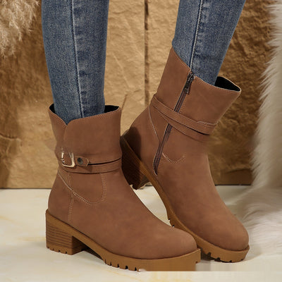 Belt Buckle Women's Ankle Boots Elastic Band - Evans creations LLC