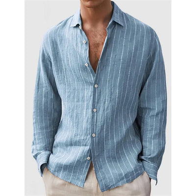 Long Sleeve Men's Shirt Striped Print - Evans creations LLC