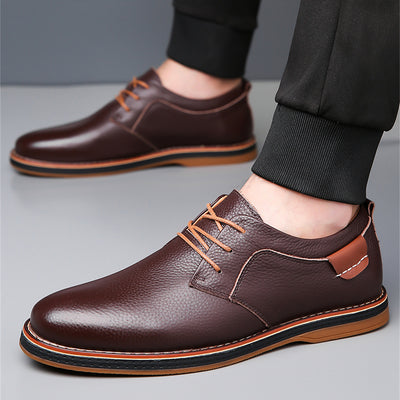 Men's Leather Shoes Plus Size Fashion Handmade Stitching - Evans creations LLC