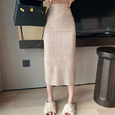 High Waist Straight Skirt All-matching Long Slimming Sweater Dress - Evans creations LLC
